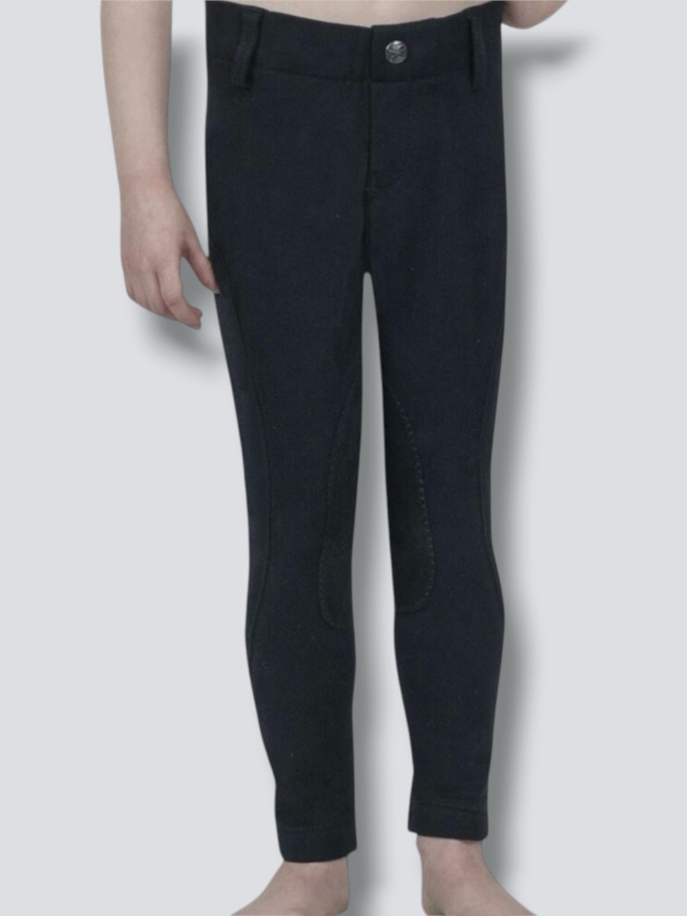 Elation Red Label Girls Pull-On Breeches Size 10 Black Cotton RIMA Knee Patch